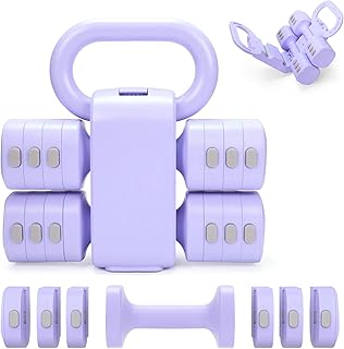 Adjustable 2-in-1 Convertible Kettlebell & Dumbbells Set, 4 in 1 Free Weights Dumbbell Set of 2, Each 2.2 3.3 4.4 5.5lb Quick Change Women Dumbbell Set for Home Exercise Training