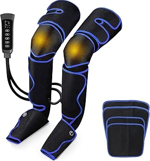 Air Compression Leg Massager for Circulation and Pain Relief, Full Leg Compression Boots with Adjustable Extension Straps for Foot Calf Thigh, 3 Modes & 20-Min Auto Shut-Off