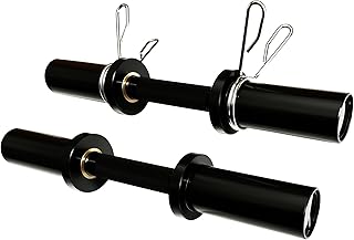 qibylift Olympic Dumbbell Handles Loadable Dumbell Bars Set Of 2 Fit 2 Inch Weight Plates Ideal For Home Gym Strength Training, Weight Bars with 2 Pair of Spring Collars