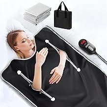 Portable Infrared Sauna Blanket, Far Infrared Detox Blanket for Home, Up to 176°F, 20-60 Min Timer, 6ft x 2.65ft (Matte Black)