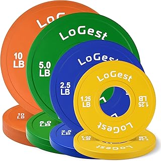 Logest Pair Olympic Plates - Barbell Weights Set of 2 Weight Plates for Olympic Bars Perfect for Strength Training Plates Exercise Balance Increase Available in 0.50LB 1.25LB 2.5LB 5LB 7.5LB 10LB Weight Plate