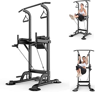 Power Tower Multi Functional Pull Up Bar Stand Dip Bar Station, Adjustable Height Workout Dip Station Strength Training Fitness Equipment