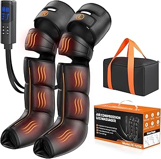 Leg Massager with Heat and Compression - Foot Calf Thigh Massage for Circulation and Pain Relief, Professional Compression Boots with 6 Modes, 9 Intensity, 4 Heat, Gifts for Mom Dad
