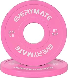 EVERYMATE Pink Weight Plates 10LB 15LB 25LB 35LB 45LB Olympic Bumper Plates Grip Weight Plates for Strength Training & Crossfit Steel Inserts Weight Plates Fit 2" Barbells Virgin Rubber Weights