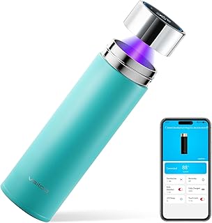 Vsitoo Smart self cleaning Insulated Water Bottle, 15oz Stainless Steel Vacuum Flask, AI Self-Clean, 30-Day Battery Life, BPA-Free, Magnetic Charging, Portable Travel Mug Gifts for Men Women, Blue