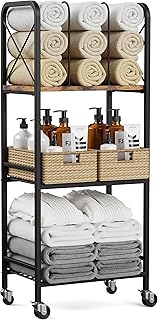 niffgaff 3-Tier Movable Towel Rack, Free-Standing Towel Holder with M-Shaped Detachable Dividers, for Bathroom, Pool
