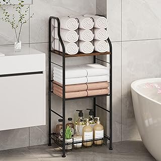 SWTYMIKI Free Standing Towel Rack - 3 Tier Towel Racks for Bathroom with M-Shaped Dividers, Durable Metal Towel Holder, Pool Towel Rack, Space-Saving Towel Storage Organizer, Modern Bath Towel Shelf