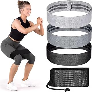 Fabric Resistance Bands Set for Glutes & Legs – 3 Non-Slip Booty Bands (Light/Medium/Heavy) + Mesh Carry Bag – Ideal for Home Workouts & Gym