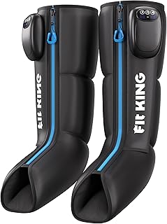 FIT KING Cordless Foot and Calf Massage Boots, Air Compression Recovery System with 3 Modes and 6 Levels Intensities, Zipper Design for Easier Wear, Rechargeable for Both Home and Outdoor Use.