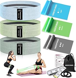 Wide Fabric Resistance Bands for Working Out, 3 Level Non-Slip Exercise Booty Bands for Women & Men Leg and Glutes with Hair Ties and Tape Measure - for Home Gym Workout, Yoga, Pilates
