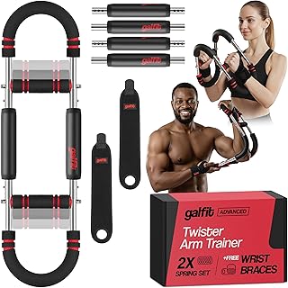 Twister Arm Trainer | Chest Workout Equipment for Full-Body Training w/ 6 Resistance Levels | 30-150 lb Arm Workout Equipment w/ Wrist Braces | Chest Exerciser for Men and Women