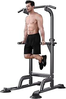 Power Tower Pull Up Bar Adjustable Dip Bar Workout Station Muscle Building For Home Gym Strength Training Equipment 1300lbs Weight Capacity