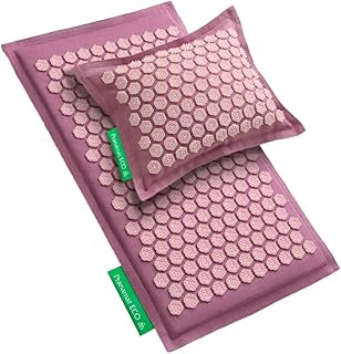 Acupressure Large Mat and Pillow Set, Premium Acupressure Therapy for Pain Relief and Relaxation, Handcrafted in Europe with Sustainable and Natural Materials (Rosegold)