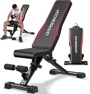OPPSDECOR Adjustable Weight Bench, Easy Assembly Fast Folding Workout Bench, Space Saving Weight Benches Incline Decline Flat Utility Bench Press Bench for Home Gym Strength Training