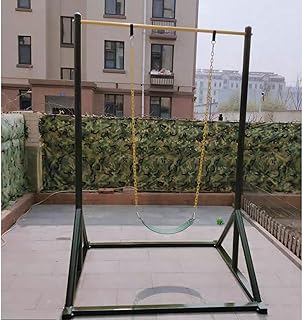 Heavy-Duty Power Tower Pull Up Dip Station with Iron Chain Swing, Multi-Function Home Gym, Strength Training Fitness Equipment, Triangular Design, for Home Outdoor