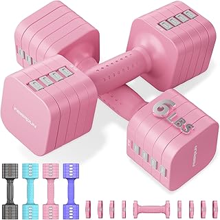FEIERDUN 5-in-1 Adjustable Dumbbell Set of 2, 12LBS/20LBS Hand Weights for Women, Men, 1s-Adjust Dual-Stable Dumbbell Set for Women Home Gym & Outdoor