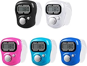 Amble 5 Pack Finger Clicker Counter, Tally Counter with 5-Digit LCD Electronic Digital Display, Clickers for Knitting, Golf, Lap, and Inventory Counting
