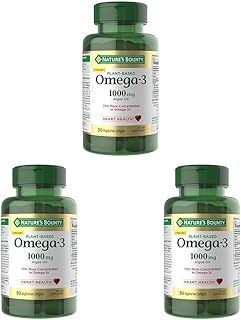 Nature's Bounty Omega 3,Plant-Based Omega 3 Fatty Acid Supplement,520mg,Supports Whole Body Health Including Heart,Skin,Joint,30 Vegetarian Softgels,Fish Oil Alternative,(Pack of 3)