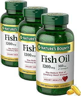 Nature's Bounty Fish Oil Omega 3 Supplements - Supports Heart Health,1200 Mg Fish Oil,Omega-3,200 Softgels,(Pack of 3)
