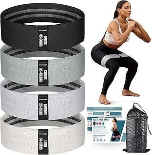 Resistance Bands for Working Out with Guide, 4 Workout Bands for Women & Men, Fabric Exercise Bands for Legs, Hip, Glute, Butt, Booty Bands Set for Yoga, Pilates, Strength