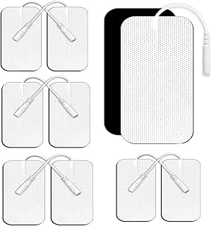 TENS Unit Electrode Pads, 10PCS 2"x 3.5" Large TENS Self-Adhesive Electrodes Pads Replacement with Plug 2.0mm for TENS Machine Massager, Reusable and Latex-Free