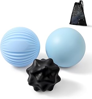 3-Piece Silicone Lacrosse Ball Set for Deep Tissue and Trigger Points - Smooth, Textured, and Spiky Massage Balls for Myofascial Release, Muscle Knots & Plantar Fasciitis