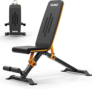 YAMO Adjustable Weight Bench for Full Body Workout, Foldable Workout Bench of Home Gym, Bench Press Strength Training, Incline Decline Flat Utility Workout Bench with Quick Folding Space Saving