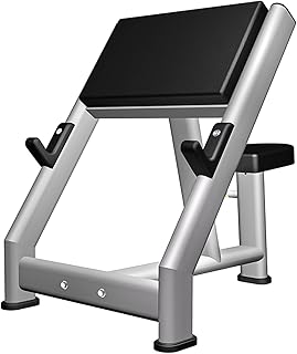 Preacher Curl Bench, Seated Arm Isolated Barbell Dumbbell Bicep Station Max Load 400 LB,Bicep Curl Machine with Bar Holder & Dumbbell Holder for Strength Training Home Gym