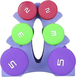 Acouto 6pcs Hand Weights Set with Rack - 2lb 3lb 5lb Dumbbells for Women Bodybuilding Gym Exercise Equipment