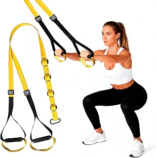 Home Suspension Straps Training Kit, Gym Bodyweight fitness All in One Workout for Full Body, with Safety Sign, Big Poster&Mess Bag