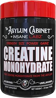 Insane Labz Insane Creatine Monohydrate Powder - Unflavored, Pre Workout, Post Workout, Strength Size Power, 100 Servings