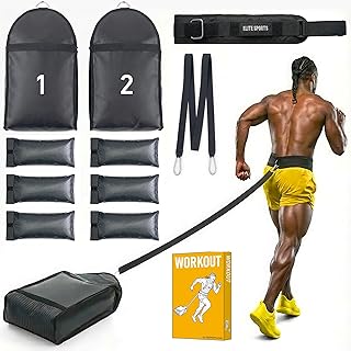 Elite Twin Sand Bag Sled Workout Sled – Waterproof Weight Sled Trainer with 6-Level 10–60 lb Resistance Pull System, Adjustable Waist Strap for Speed, Strength, Endurance & Agility Training