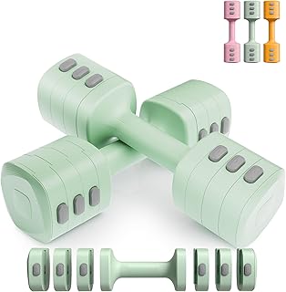 2-in-1 Adjustable Dumbbell Set for Women - 4 Levels (2.2lbs to 12.1lbs) - Home Gym Weights for Women at Home - Fitness Dumbbells