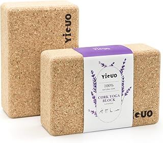 YIGUO Cork Yoga Blocks 2 Pack,Lavender Scented Yoga Blocks with Non-Slip Surface,Premium Yoga Accessories for Women & Men,9"x6"x3"