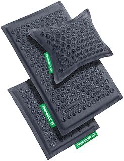 Acupressure Large & Small Mat with Pillow Set, Premium Acupressure Therapy for Pain Relief and Relaxation, Handcrafted in Europe with Sustainable and Natural Materials (Graphite Gray)