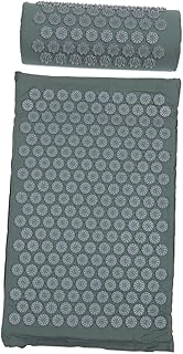 Acupressure Mat and Shiatsu Massage Pillow Set with Bag, Washable Grey Yoga Mat for Back and Neck Relief, Acupuncture Accessory Suitable for Wellness and Relaxation