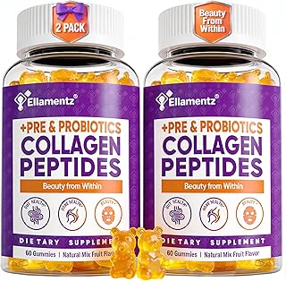 Collagen Gummies for Women Sugar-Free - Hydrolyzed Collagen Peptides with Prebiotics & Probiotics,Niacinamide,Hyaluronic Acid,Vitamin C Supplement for Hair, Nails, Gut Health, 120 Count