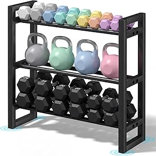 Dumbbell Rack 3 Tier Weight Rack for Home Gym 31 IN Length Adjustable Dumbbell Stand 450 lb Capacity Storage Stand Weight Storage Gym Organizer