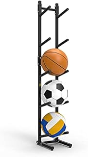 Freestanding Sports Ball Display Rack - Holds 5 Basketballs Volleyballs & er Balls - Durable Ball for Home Gym & Storage - Ideal for Medicine Ball Storage