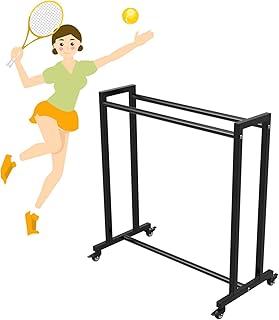 Ball Storage Holder Black Tennis/Badminton Racket Storage Rack, Heavy Duty Ball Organizer Holder for Basketball Football Volleyball and Medicine Ball, Home Garage Gym Sports Equipment