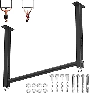 Ceiling Mounted Pull Up Bar, 700 LBS Heavy Duty 4 Adjustable Pull Up Bar, 24" Rafter Pull Up Bars, Ceiling Joist for Garage/Gym/Basement with Comfortable Grip & Round Anchors