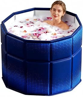 Portable Bathtub for Adult 27.5"x27.5" Collapsible Cold Plunge Bathtub Foldable No Installation Ice Bath Tub for Shower Stall, Bathroom Hot SPA Soaking Standing Tub