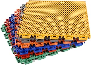 Modular Interlocking Floor Tiles - Waterproof Plastic Mat for Outdoor Stadium Basketball Court, Anti-Skid & Wear-Resistant, Yellow - 1 Piece