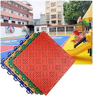 33CM Weatherproof PP Interlocking Floor Tiles - 10PCS Red Modular Sports Flooring for School, Kindergarten, Basketball Court, Gym, Playground, Park