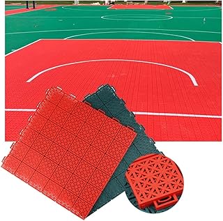 Modular Interlocking Floor Tiles - 4PCS Weatherproof Non-Slip Sports Mat, 53x53cm, High Temperature Outdoor Use, Red - Perfect for Patios, Gyms, and Play Areas.