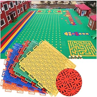Outdoor Interlocking Floor Tiles - Waterproof Modular Playground Mats for Kindergarten & Stadiums - DIY Splicing Sports Flooring, 25x25cm, Red - 1 PCS