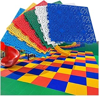 Colorful Modular Interlocking Floor Tiles 30.5CM - 10PCS Weatherproof Outdoor Sports Flooring for Kindergarten, DIY Plastic Splicing Light Blue Tiles