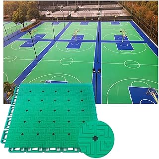 Modular Interlocking Basketball Court Floor Tiles, Soft Non-Slip PP Outdoor Sports Mat, Durable Wear-Resistant Splicing Design, Red, 1 PCS