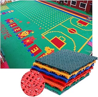 Outdoor Interlocking Floor Tiles - Waterproof Rubber Sports Mat for Kindergarten & Stadium, Non-Slip Design, 25x25cm, Red - 1 Piece Modular Flooring Solution