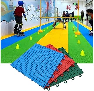 Modular Interlocking Floor Tiles 25CM - Non-Skid, Wear-Resistant Plastic Mat for Roller Skating Halls, DIY Puzzle Design with Drain Holes, Green - 1 Piece